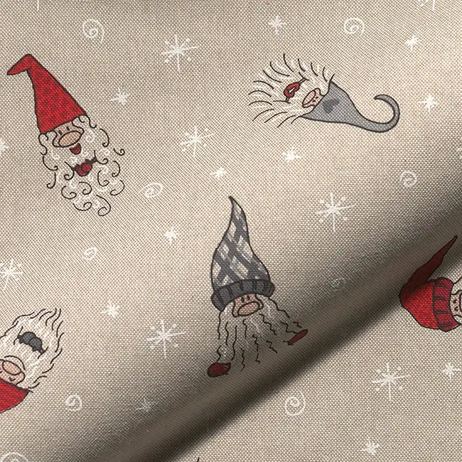 Christmas Linen Look Printed Panama Fabric | Cotton Rich 55" (140cm) Wide 205gsm Craft & Home Décor Material – Sold by the Meter