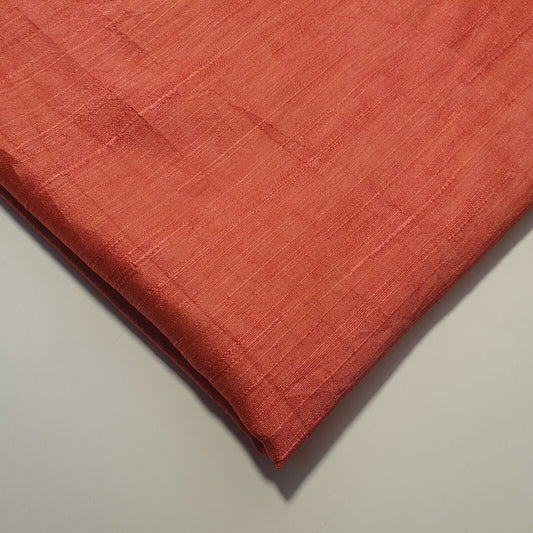 Coral Plain Raw Silk Faux Dupion 100% Polyester Upholstery Fabric Bridal Material 44" By The Meter