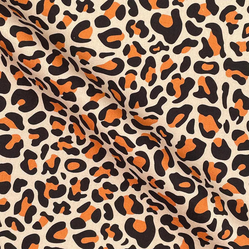 Leopard Skin Digital Printed 100% Cotton Poplin Fabric | Lightweight OEKO-TEXÂ® Standard 100 125gsm 45" (115cm) Wide â€“ Sold by the Meter