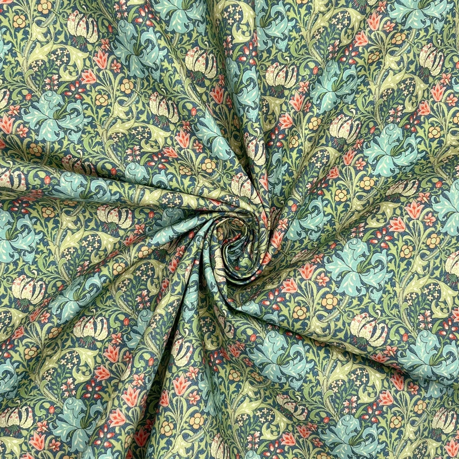 100% Cotton Percale Fabric | 44" (112cm) Wide Lightweight 200 Thread Count Dressmaking & Craft Material – William Morris Designs – Sold by the Meter
