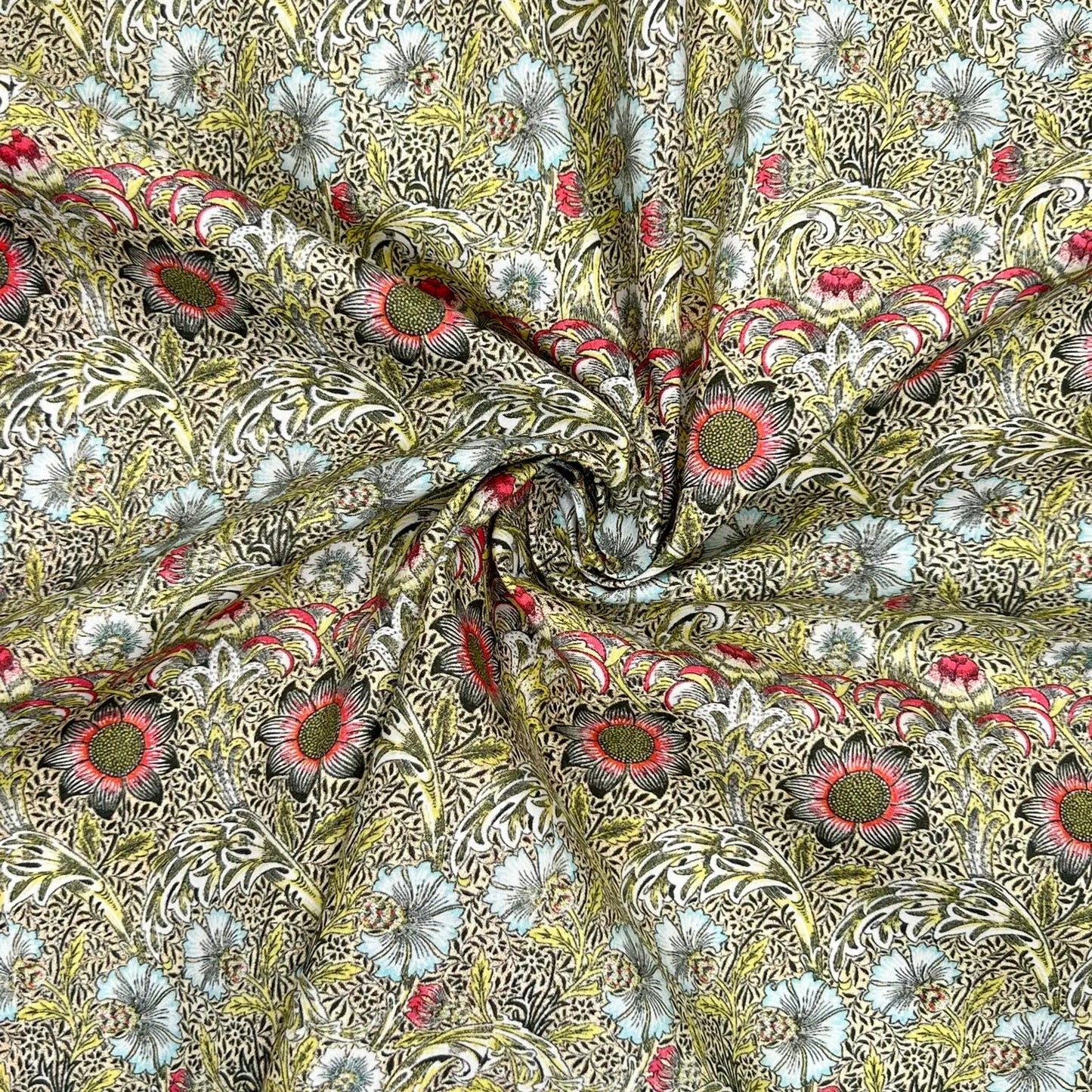 100% Cotton Percale Fabric | 44" (112cm) Wide Lightweight 200 Thread Count Dressmaking & Craft Material – William Morris Designs – Sold by the Meter