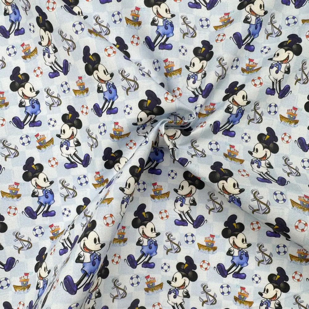 Steamboat Willie Cotton Percale Fabric | Lightweight 200 Thread Count 100% Cotton 44" (112cm) Wide Dressmaking & Craft Fabric – Sold by the Meter