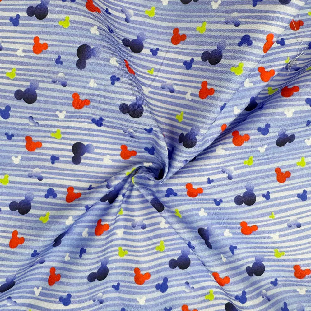 Steamboat Willie Cotton Percale Fabric | Lightweight 200 Thread Count 100% Cotton 44" (112cm) Wide Dressmaking & Craft Fabric – Sold by the Meter