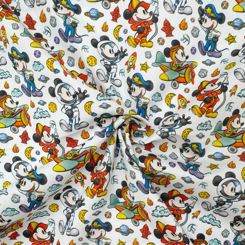 Steamboat Willie Cotton Percale Fabric | Lightweight 200 Thread Count 100% Cotton 44" (112cm) Wide Dressmaking & Craft Fabric – Sold by the Meter