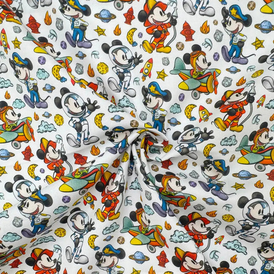 Steamboat Willie Cotton Percale Fabric | Lightweight 200 Thread Count 100% Cotton 44" (112cm) Wide Dressmaking & Craft Fabric â€“ Sold by the Meter