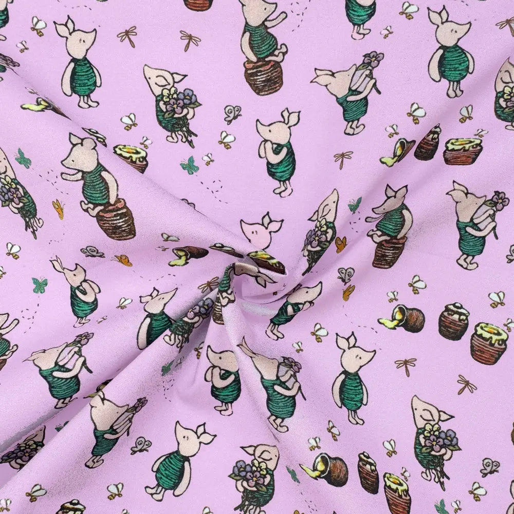 Winnie the Pooh Cotton Percale Fabric | Lightweight 200 Thread Count 100% Cotton 44" (112cm) Wide Dressmaking & Craft Fabric – Sold by the Meter