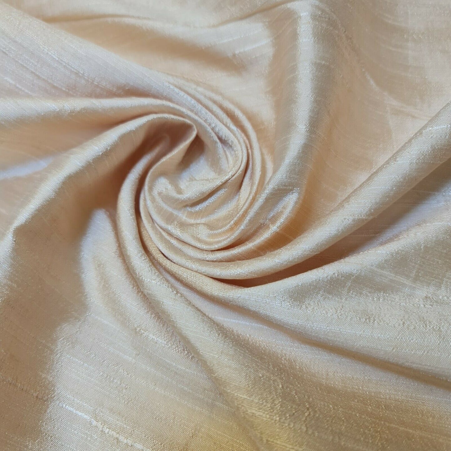 Cream Plain Raw Silk Faux Dupion 100% Polyester Upholstery Fabric Bridal Material 44" By The Meter