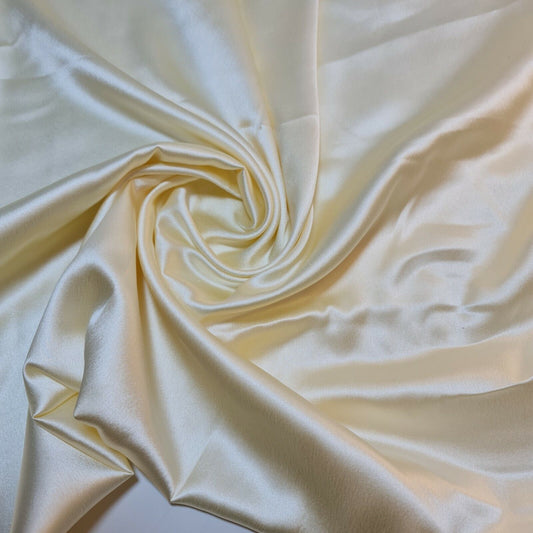 Cream Satin Glossy Charmeuse Silky Material Bridal Dress Craft Wedding Event Decor Polyester Fabric 44" Wide ( 23 Meter Roll )