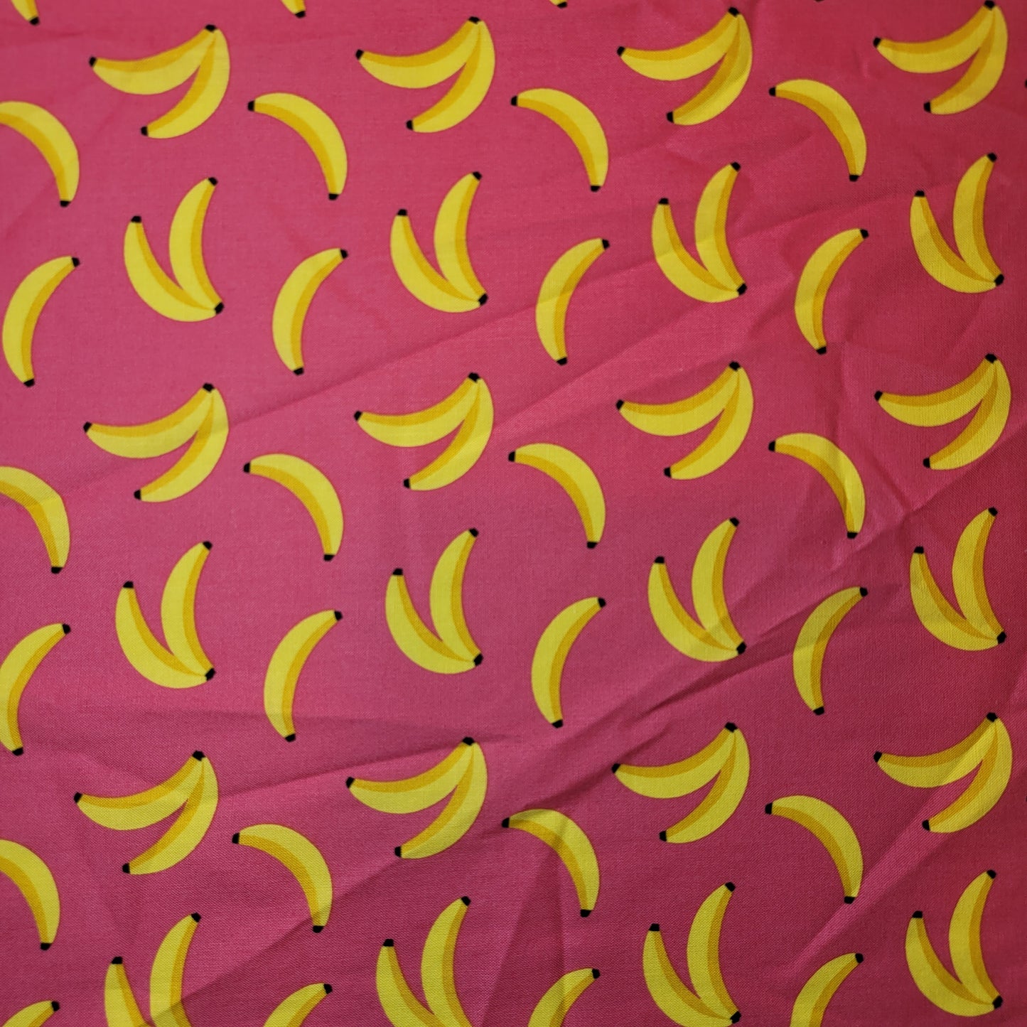 Soft 100% Cotton Floral Fabric for Kids’ Sewing and Quilting – 44" Wide, Perfect for Dresses and Crafts (Cerise Bananas)