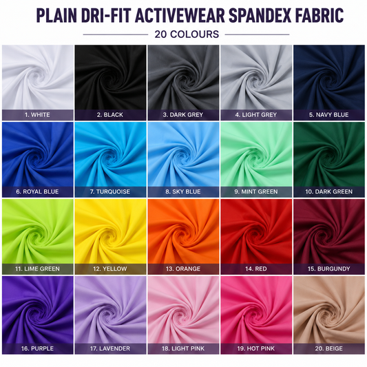 Dri-Fit Activewear Spandex Fabric | 92% Polyester 8% Spandex 59" (148cm) Wide Lightweight Sportswear Material – Sold by the Meter