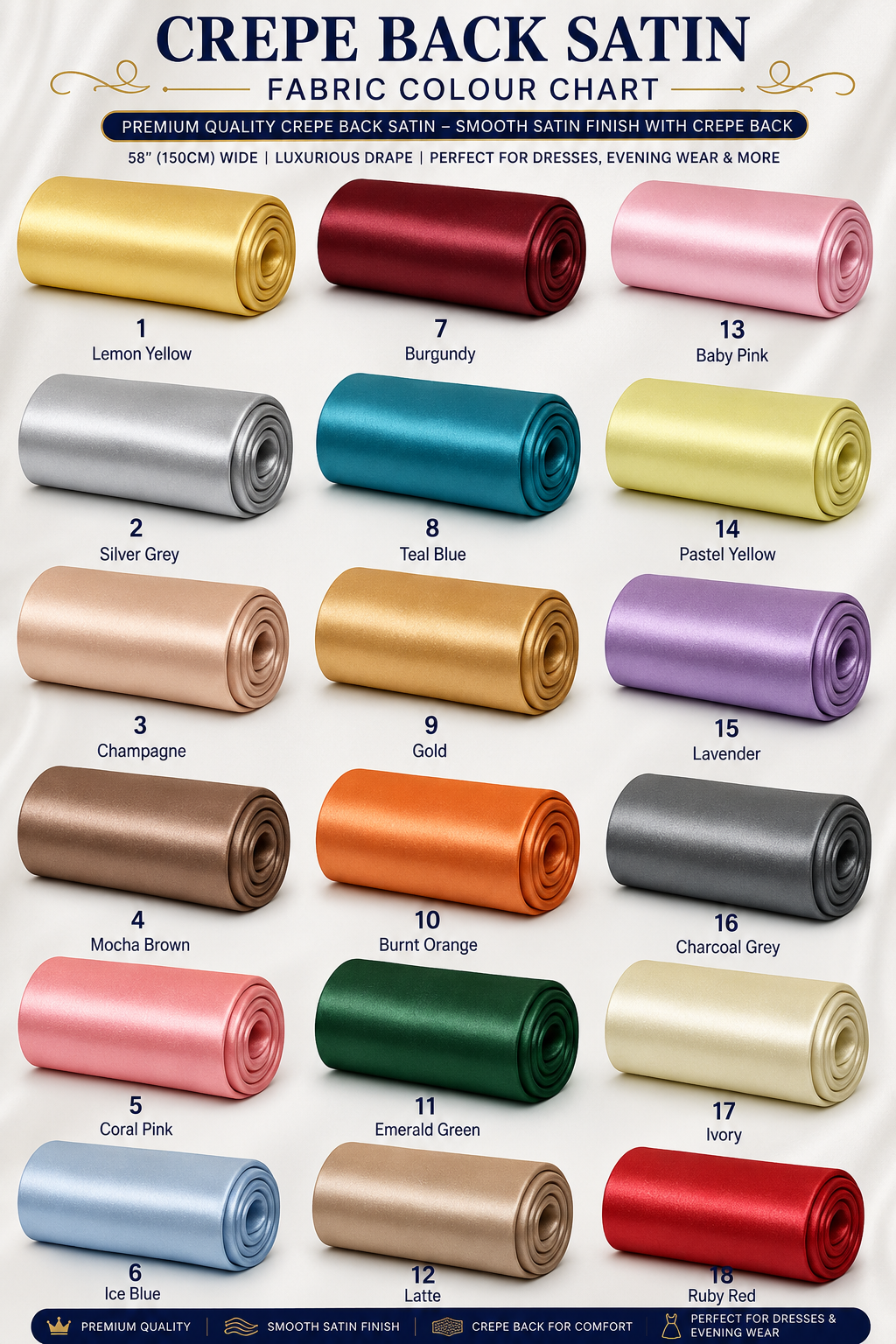 Satin Back Crepe Fabric Dress Drape Costume Decor Material  58" By The Meter