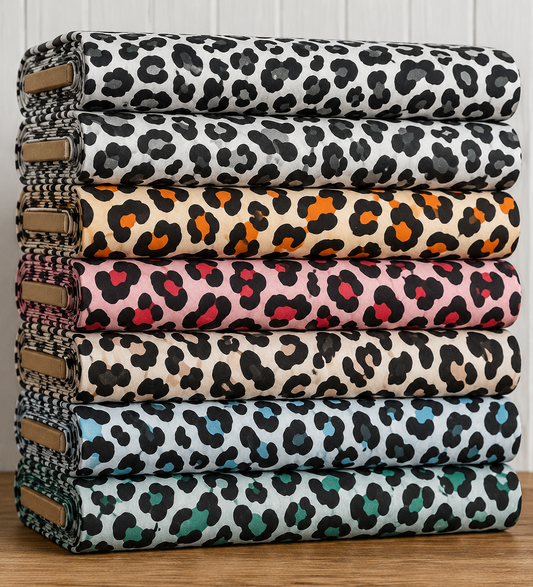 Leopard Skin Digital Printed 100% Cotton Poplin Fabric | Lightweight OEKO-TEX® Standard 100 125gsm 45" (115cm) Wide 10 METERS Roll (Folded)