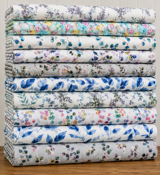 100% Cotton Printed Double Gauze Fabric | Soft Breathable Lightweight 52" (132cm) Wide Dressmaking & Craft Material â€“ 10M Roll (Folded)