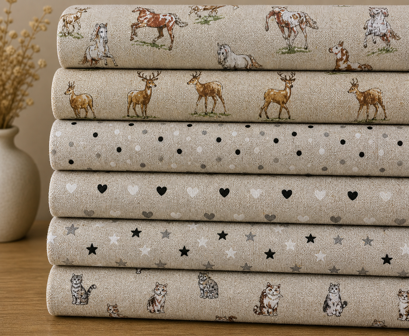 Cotton Rich Linen Look Printed Panama Fabric | Decorative Craft & Home Fabric 55" (140cm) Wide – Sold by the Meter