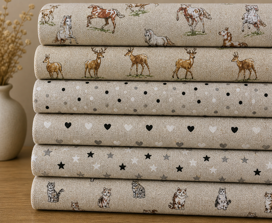 Cotton Rich Linen Look Printed Panama Fabric | Decorative Craft & Home Fabric 55" (140cm) Wide – Sold by the Meter