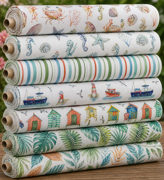 Nautical Water Repellent Outdoor Fabric | Heavyweight UV Resistant PU Coated Polyester 59" (150cm) Wide Upholstery & Garden Fabric – Sold by the Meter