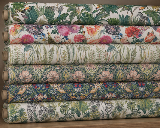 Printed Linen Look Upholstery Fabric | Heavyweight Linen Blend 55" (140cm) Wide Curtains, Blinds & Furnishing Fabric – Sold by the Meter