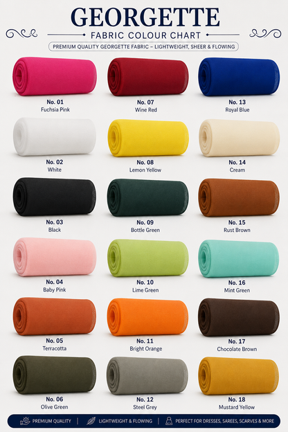 Plain Chiffon Sheer Feel Georgette Fabric Decor Dress Material - By The Bolt 20 Meter