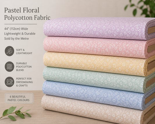 Ditsy Floral Paste Printed Polycotton Fabric | 44" (112cm) Wide Dressmaking & Craft Material – Sold by the Metre