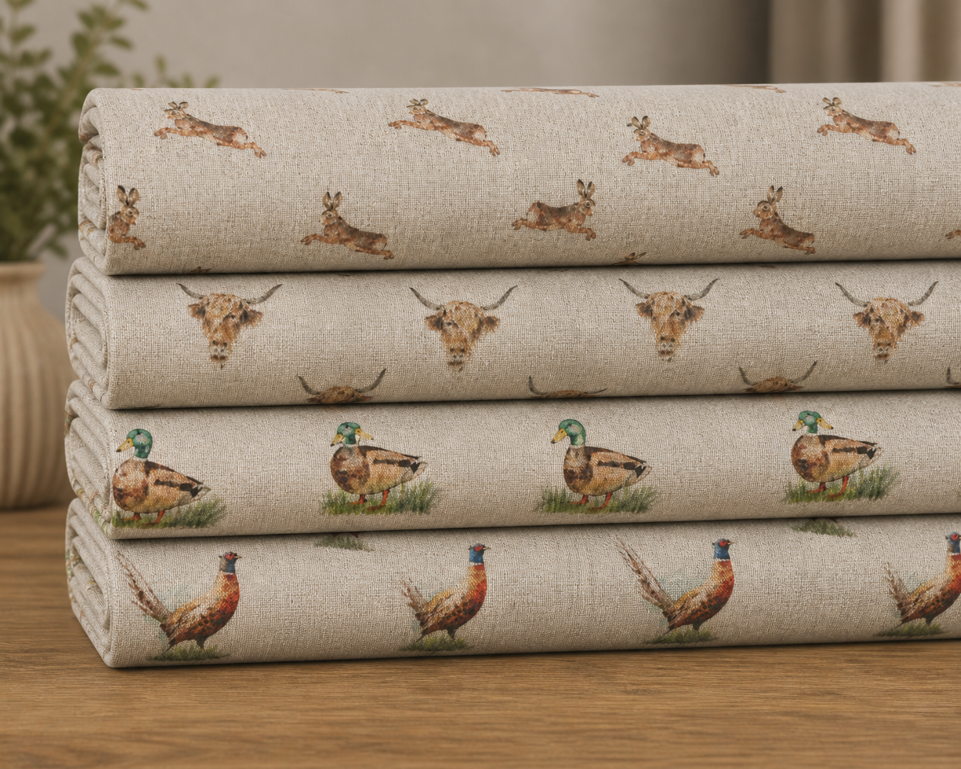 Cotton Rich Linen Look Digitally Printed Panama Fabric | 55" (140cm) Wide 200gsm Craft & Home Décor Material – Sold by the Meter
