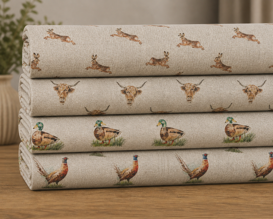 Cotton Rich Linen Look Digitally Printed Panama Fabric | 55" (140cm) Wide 200gsm Craft & Home Décor Material – Sold by the Meter