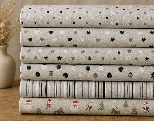 Cotton Rich Sparkle Linen Look Printed Panama Fabric | Lurex Craft & Home Décor Fabric 55" (140cm) Wide – Sold by the Meter