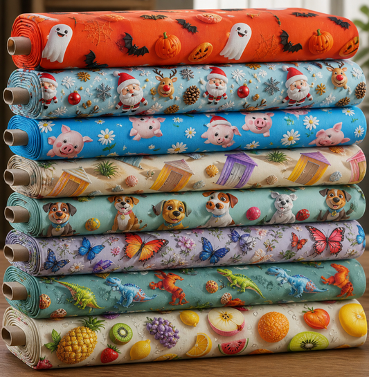 100% Cotton 3D Embroidered & Textured Print Fabric | Soft Lightweight Dressmaking Cotton 55" (140cm) Wide Craft & Sewing Material – Sold by the Meter