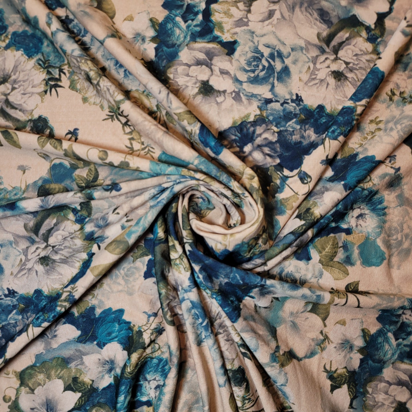 Coffee Floral Lace Jersey Dress Craft Costume Material 58" By The Meter