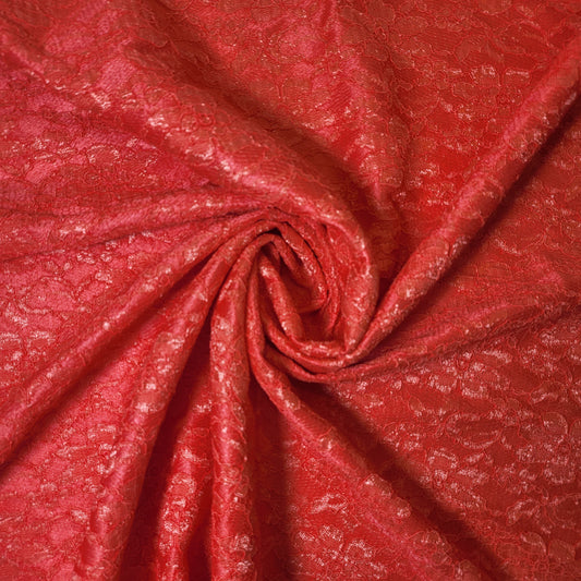 Coral Corded Lace Fabric Satin Bonded Designer Dress Craft Material 58" By the Meter (Copy)