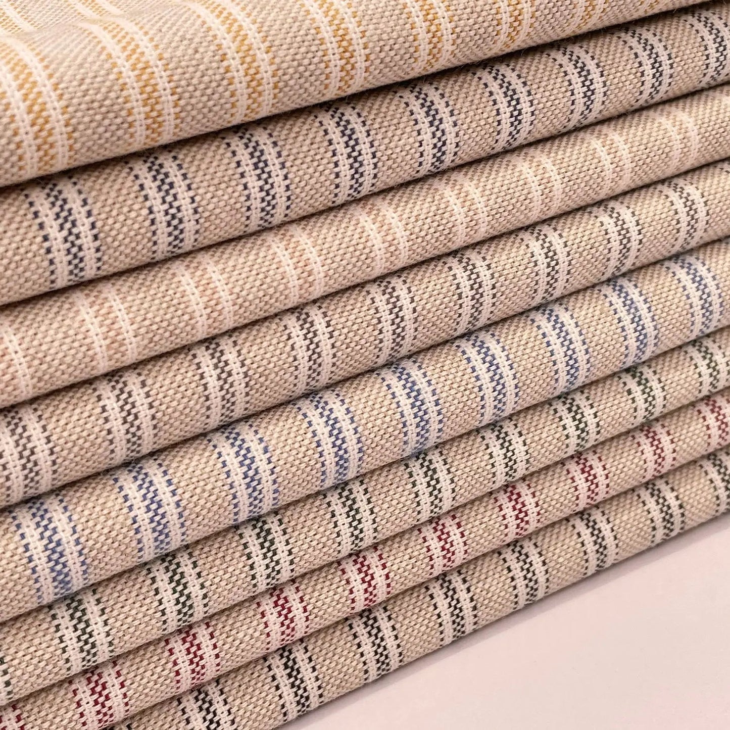 280cm Wide Cotton Rich Linen Ticking Stripe Fabric | Extra Wide Upholstery & Craft Fabric 110" (280cm) – Sold by the Meter