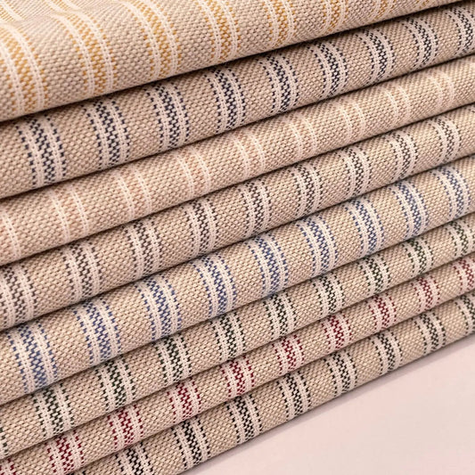 280cm Wide Cotton Rich Linen Ticking Stripe Fabric | Extra Wide Upholstery & Craft Fabric 110" (280cm) – Sold by the Meter