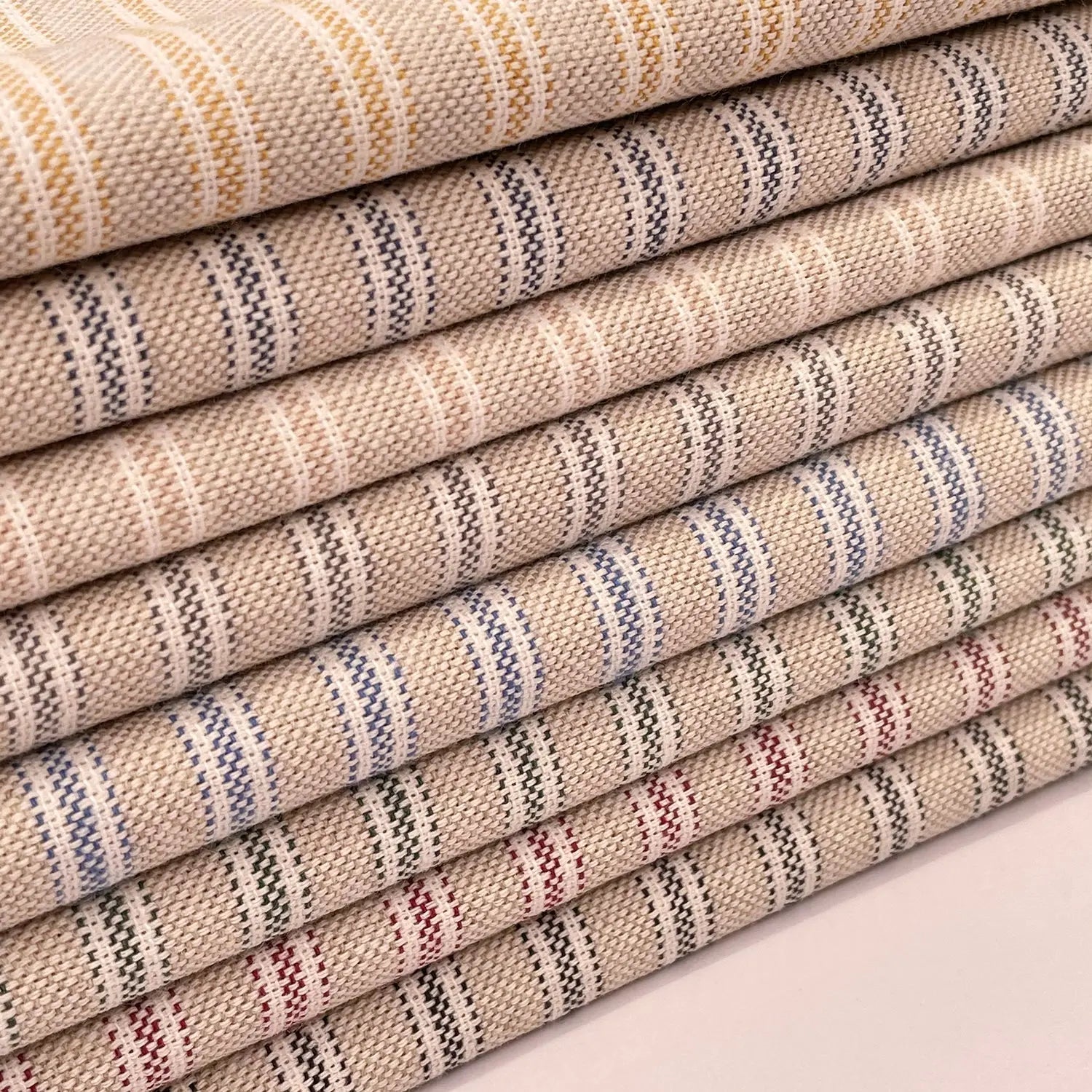 280cm Wide Cotton Rich Linen Ticking Stripe Fabric | Extra Wide Upholstery & Craft Fabric 110" (280cm) â€“ Sold by the Meter