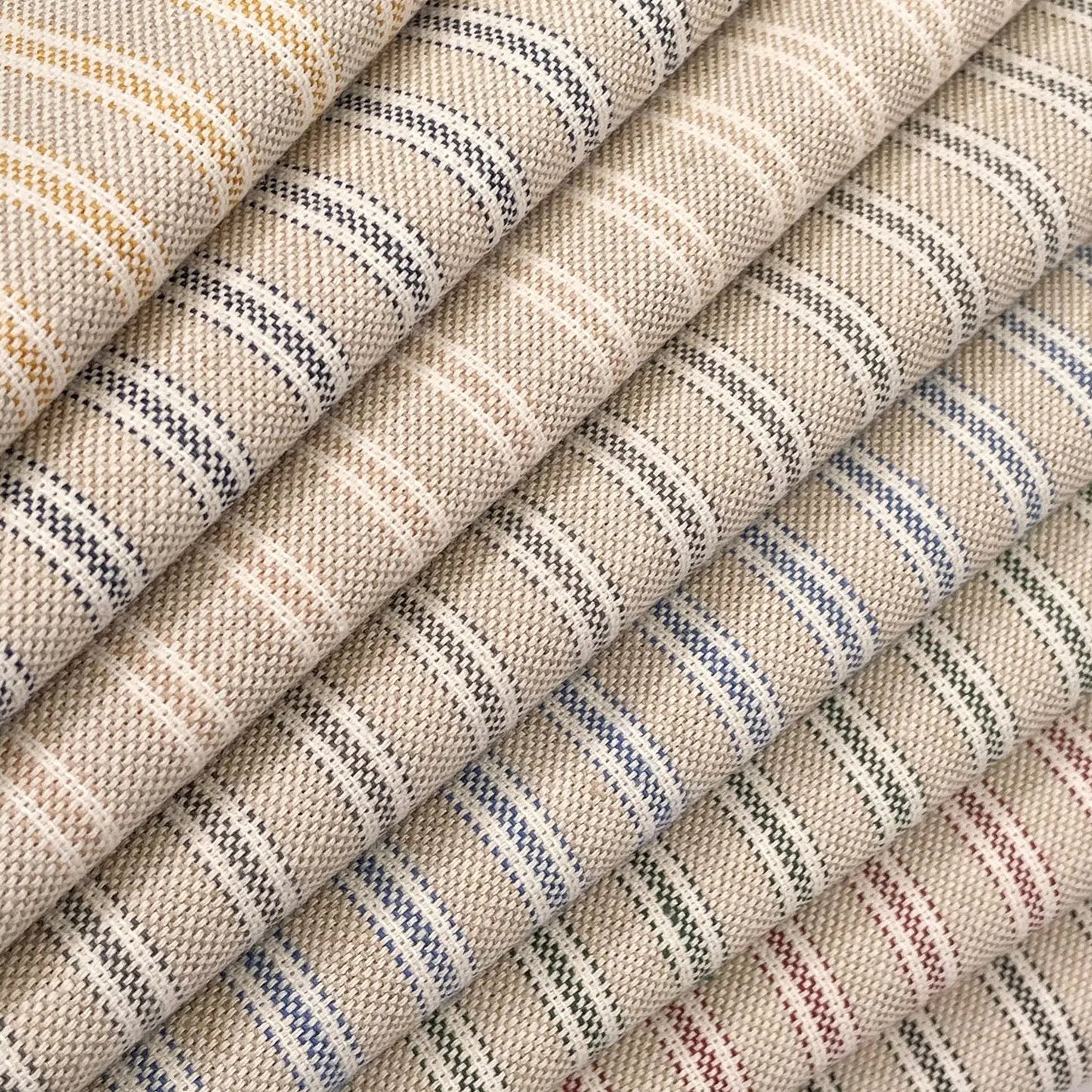 280cm Wide Cotton Rich Linen Ticking Stripe Fabric | Extra Wide Upholstery & Craft Fabric 110" (280cm) – Sold by the Meter
