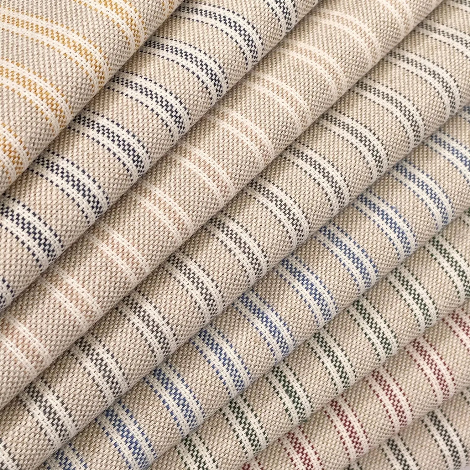 280cm Wide Cotton Rich Linen Ticking Stripe Fabric | Extra Wide Upholstery & Craft Fabric 110" (280cm) â€“ Sold by the Meter
