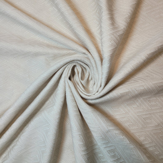 Cream Cross Hatch Jacquard Fabric Medium Weight Curtain Soft Furnishing Fabric 58" By Meter