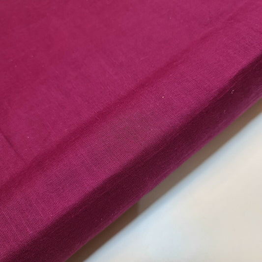 Dark Magenta 100% Cotton Muslin Fabric Sheer Gauze Plain Weave 44” Wide Dress Lining, Crafts Costume Material By The Meter