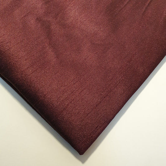 Dark Plum Plain Raw Silk Faux Dupion 100% Polyester Upholstery Fabric Bridal Material 44" By The Meter