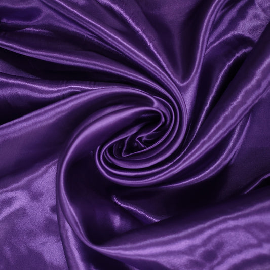 Dark Purple Plain Silky Satin Fabric Dress Craft Wedding Costume Lining Material 58" -By The Meter