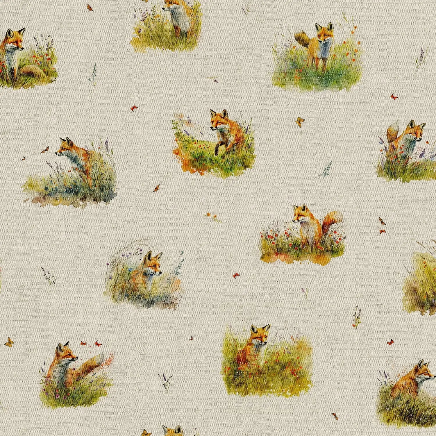 Cotton Rich Linen Look Digitally Printed Panama Fabric | 55" (140cm) Wide 200gsm Craft & Home Décor Material – Sold by the Meter