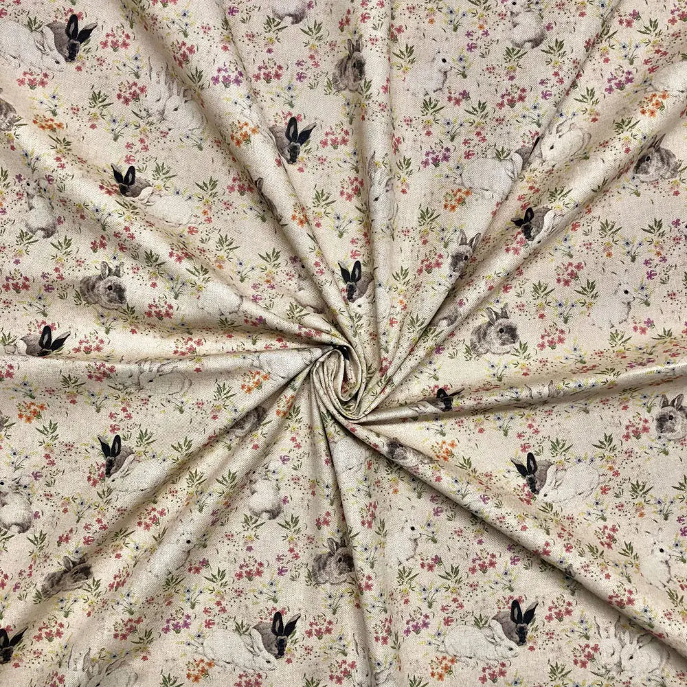 Cotton Rich Linen Look Printed Panama Fabric | 55" (140cm) Wide 200gsm Craft & Home Décor Fabric – Sold by the Meter