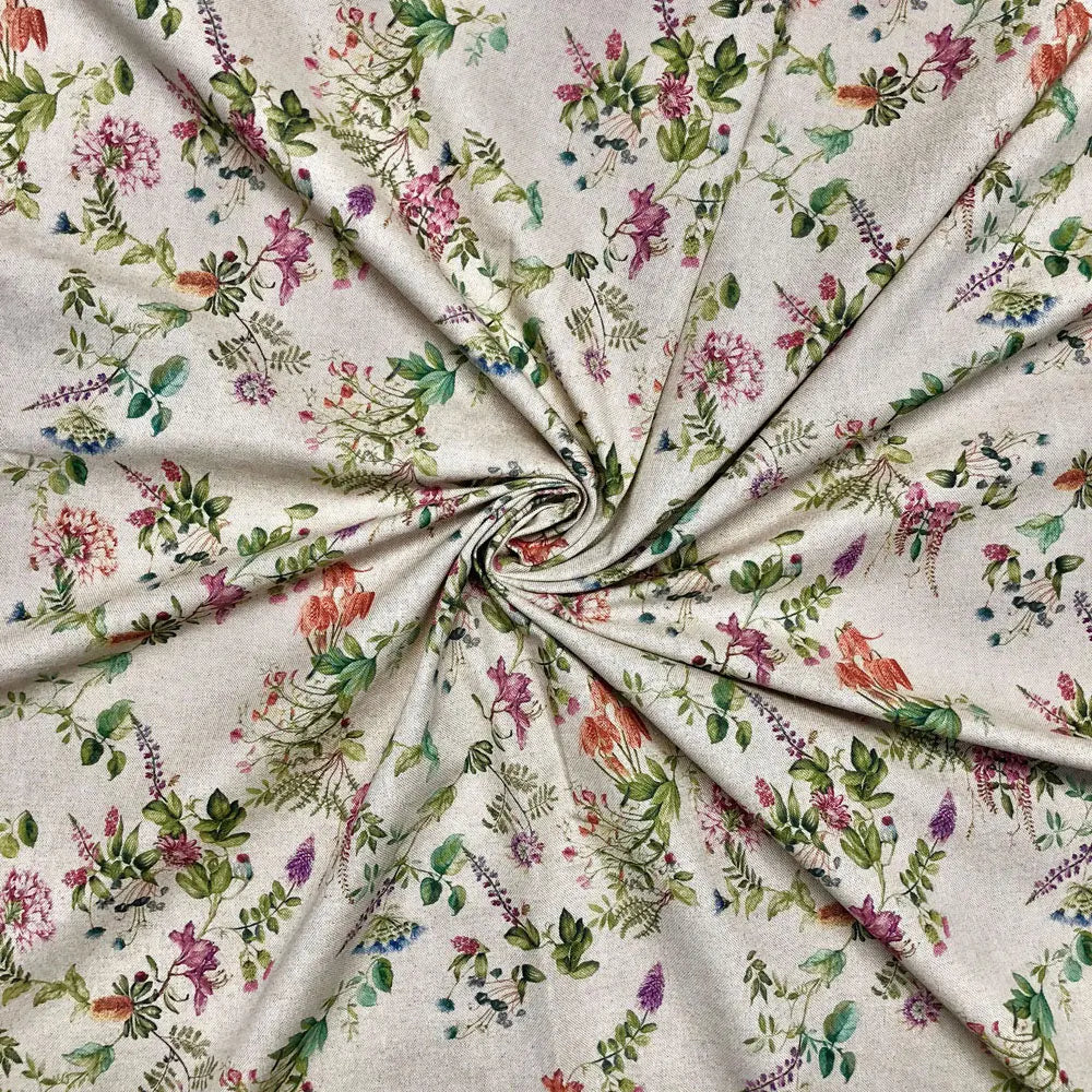 Cotton Rich Linen Look Printed Panama Fabric | 55" (140cm) Wide 200gsm Craft & Home Décor Fabric – Sold by the Meter