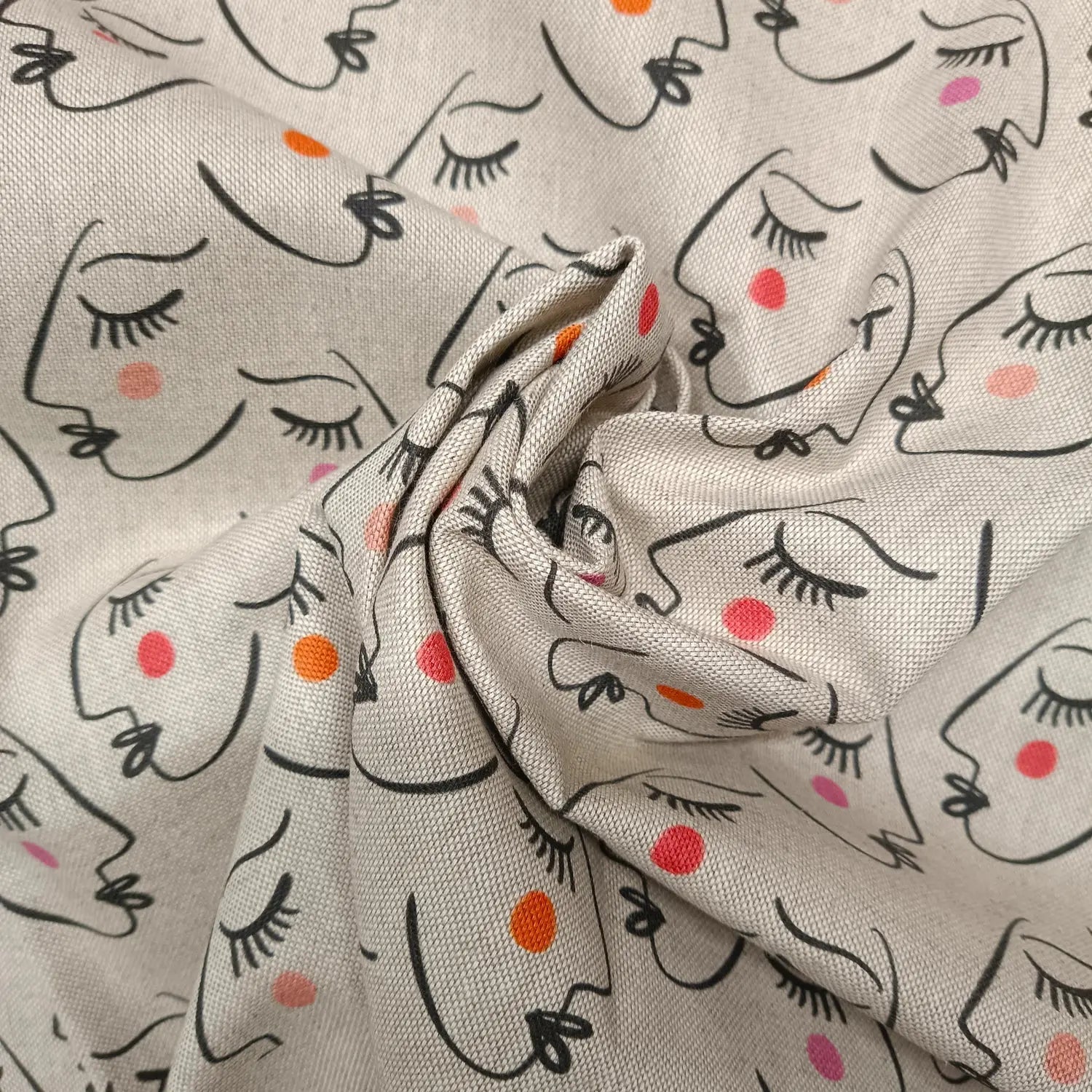 Cotton Rich Linen Look Printed Panama Fabric | 55" (140cm) Wide 200gsm Craft & Home Décor Fabric – Sold by the Meter