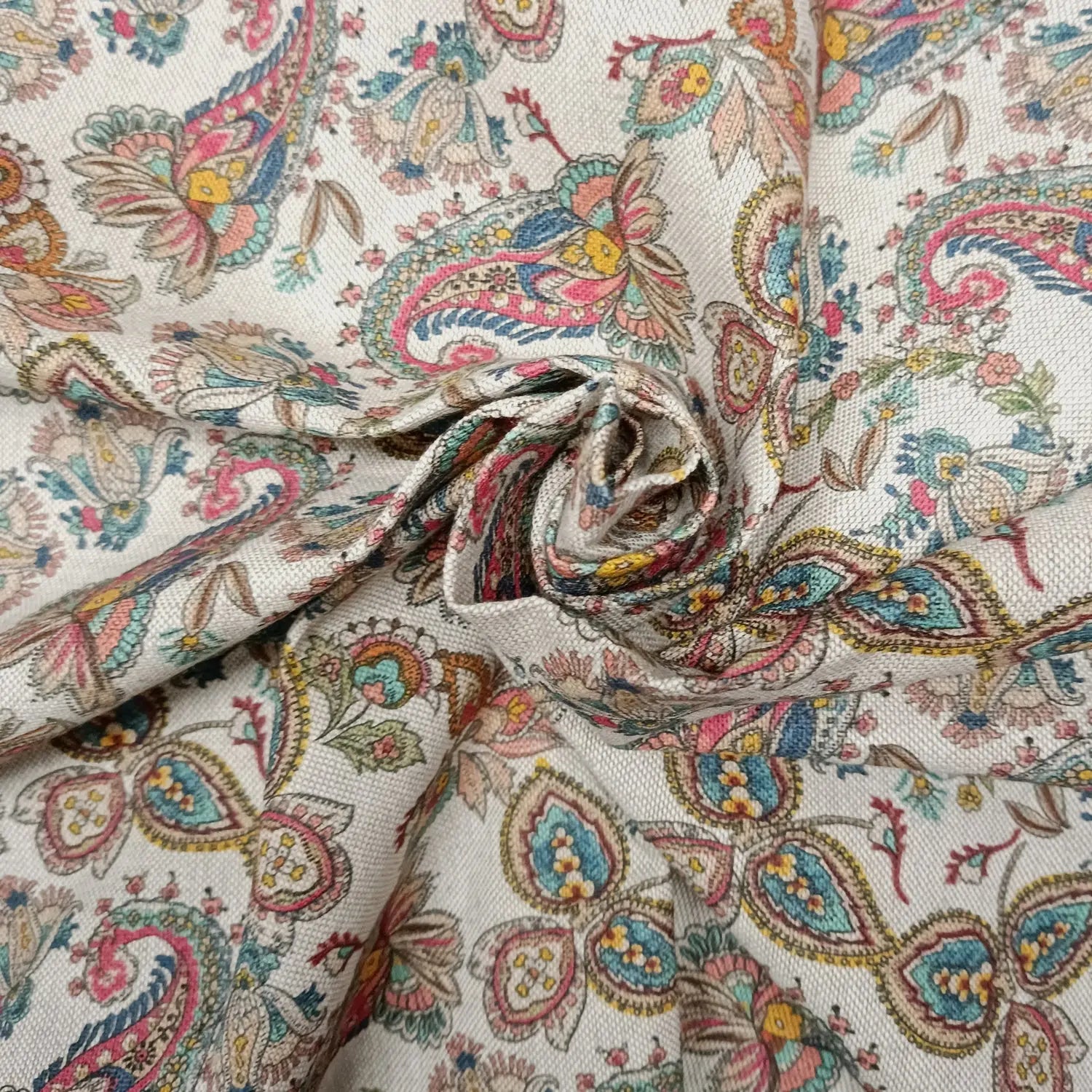 Cotton Rich Linen Look Printed Panama Fabric | 55" (140cm) Wide 200gsm Craft & Home DÃ©cor Fabric â€“ Sold by the Meter