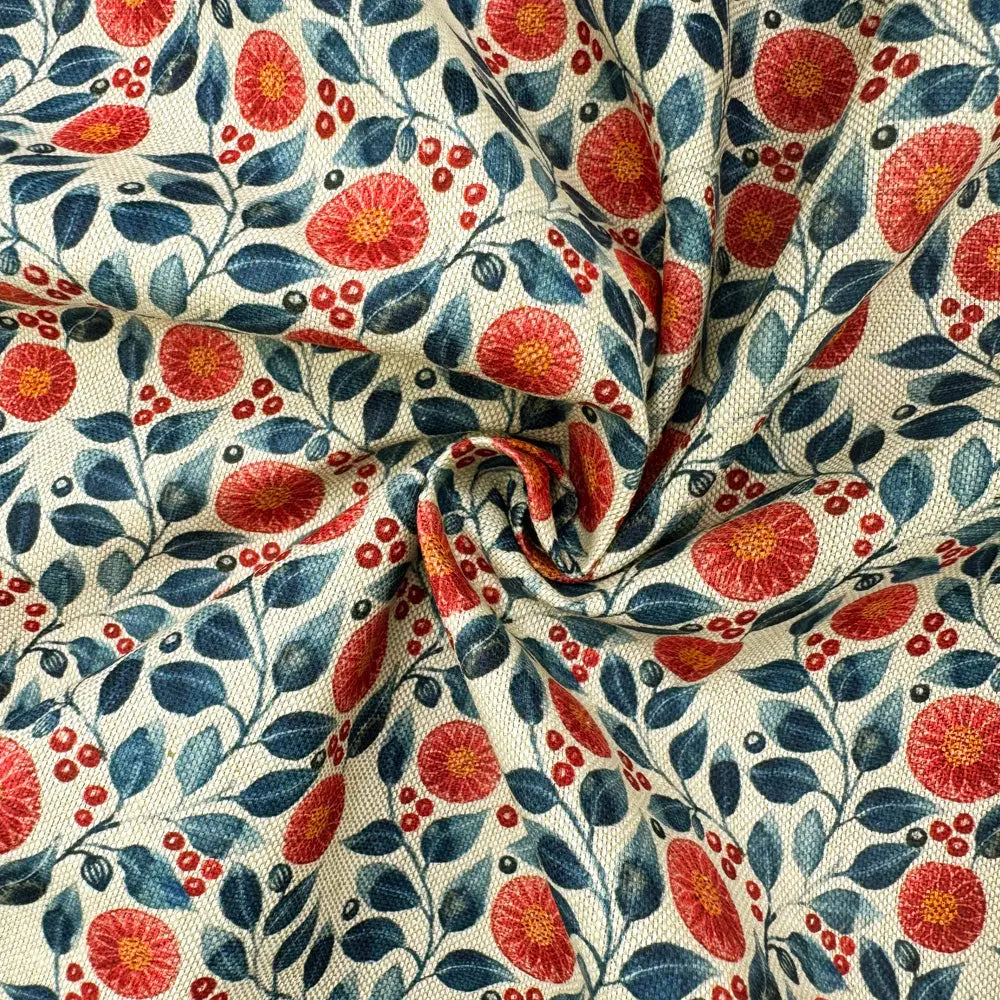 Cotton Rich Linen Look Printed Panama Fabric | 55" (140cm) Wide 200gsm Craft & Home DÃ©cor Fabric â€“ Sold by the Meter