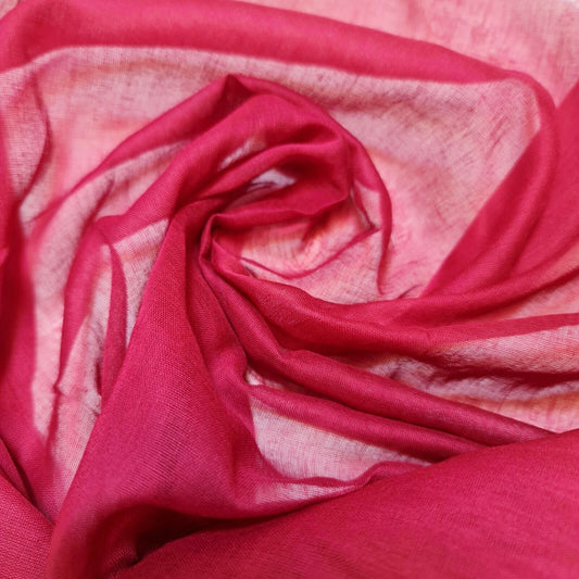 Deep Red 100% Cotton Muslin Fabric Sheer Gauze Plain Weave 44” Wide Dress Lining, Crafts Costume Material By The Meter