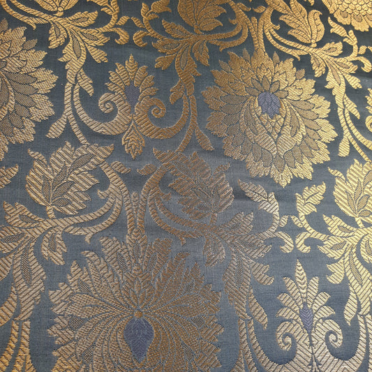 Ornamentaler Paisley Gold Metallic Druck Indischer Banarasi Brokat Stoff Meterware