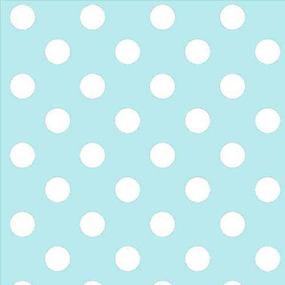 Duck Egg Polka Dot PVC Vinyl Tablecloth Fabric – 58" Wide, Waterproof, Easy-Clean Party / Event Material By The Meter