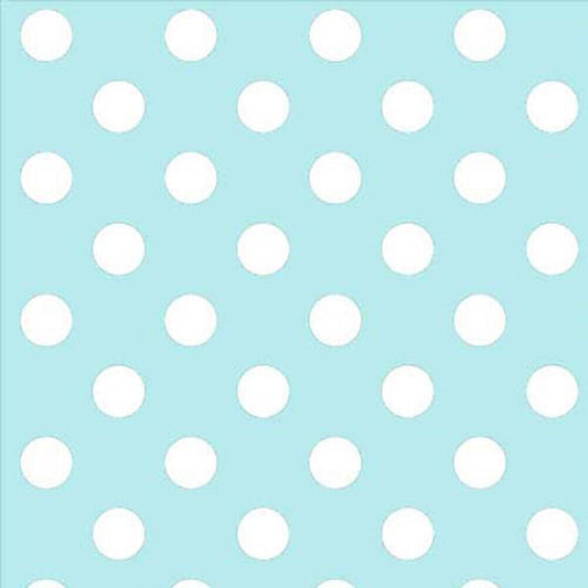 Duck Egg Polka Dot PVC Vinyl Tablecloth Fabric – 58" Wide, Waterproof, Easy-Clean Party / Event Material By The Meter