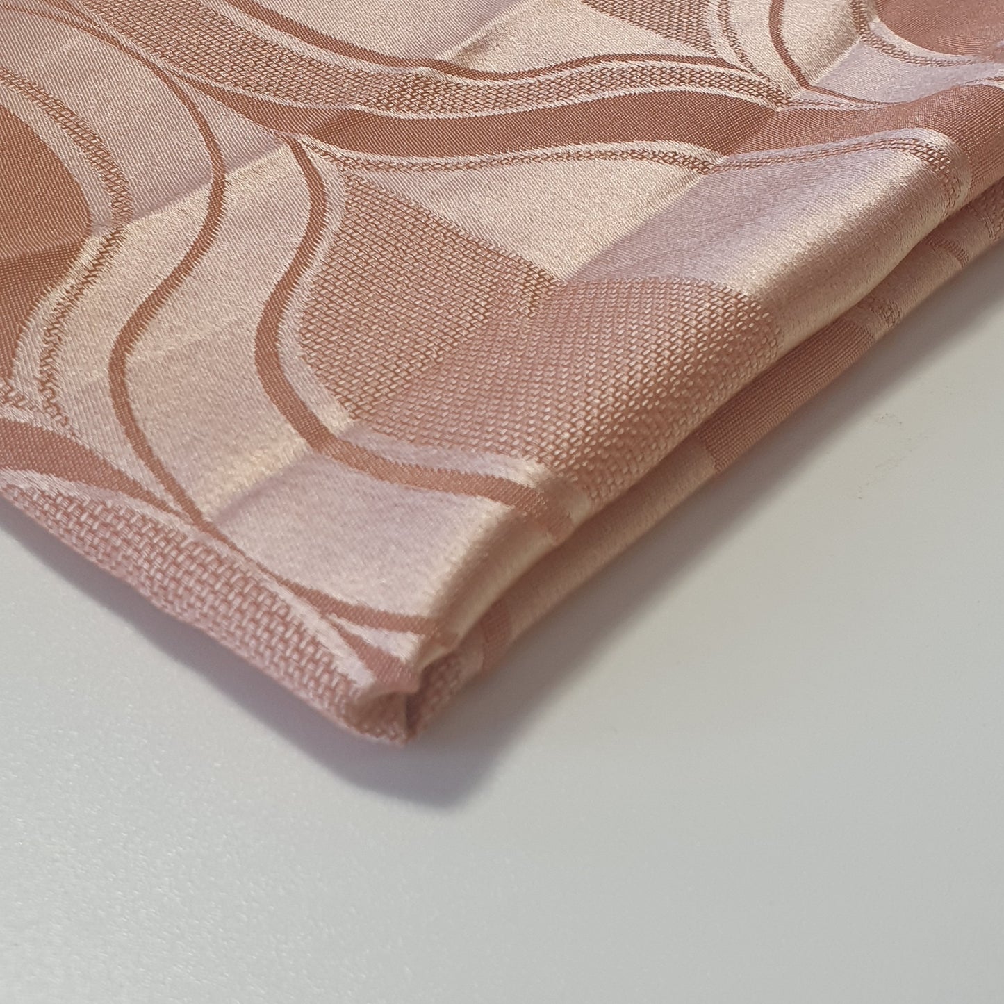 Luxurious Satin Jacquard Floral Upholstery Fabric – 58" for Curtains and Dressmaking (Dusky Pink Curve)