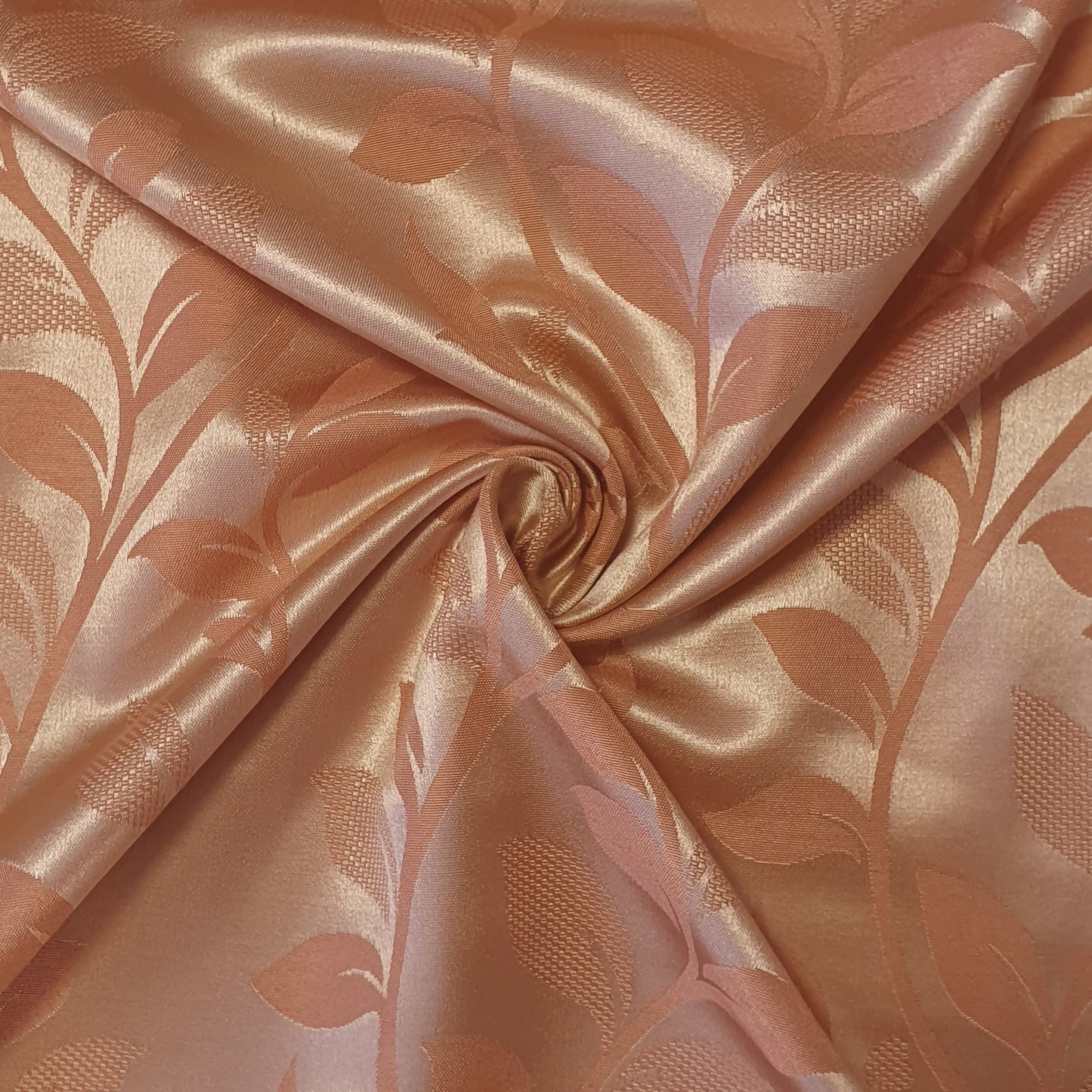 Luxurious Satin Jacquard Floral Upholstery Fabric – 58" for Curtains and Dressmaking (Dusky Pink Ivy)